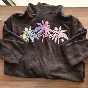 PINK Palm Tree Zip-Up Hoodie | Women’s Large | Soft Cozy Lounge Jacket